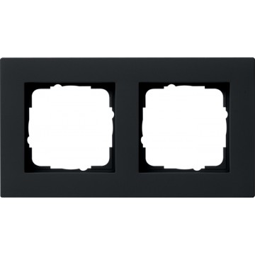 Gira E2 cover frame for flat installation black matt , 2-gang