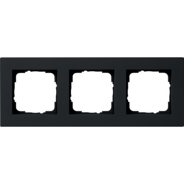 Gira E2 cover frame for flat installation black matt , 3-gang