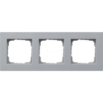 Gira E2 cover frame for flat installation colour aluminium , 3-gang