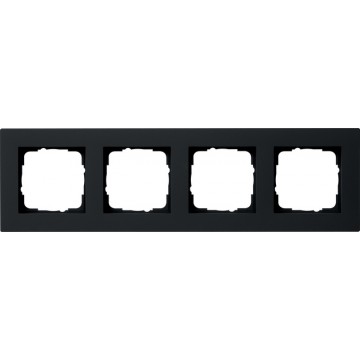 Gira E2 cover frame for flat installation black matt , 4-gang