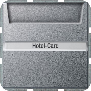 Hotel-card switch 10 AX 250 V~ can be illuminated with inscription space 2-way momentary contact, 1-pole, aluminium