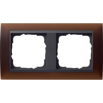 Gira Event Opaque cover frame dark brown with anthracite intermediate frame, 2-gang