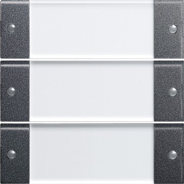 Gira Rocker set, 3-gang with inscription space, clear + anthracite