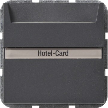 Hotel-card switch 10 AX 250 V~ can be illuminated with inscription space 2-way momentary contact, 1-pole, Anthracite (Art# 014028)