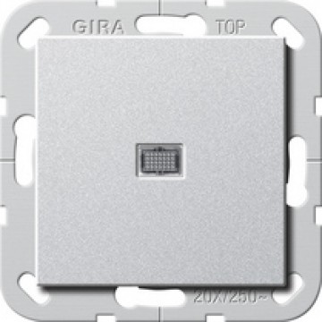 20A DP British Standard rocker switch Aluminium (Lacquered) (BS EN 60669-1) 20 AX 250 V~ with rocker and control light  System 55, Support ring 71 x 71 mm, circuit breaker 2-pole