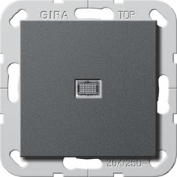 20A DP British Standard rocker switch Anthracite (BS EN 60669-1) 20 AX 250 V~ with rocker and control light  System 55, Support ring 71 x 71 mm, circuit breaker 2-pole