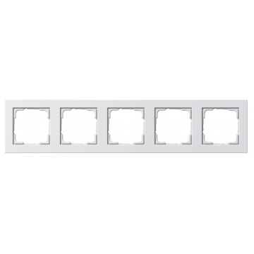 Gira E2 cover frame pure white glossy, 5-gang