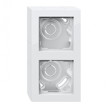 Surface-mounted housing 2-gang, including cover frame, Gira E2 pure white glossy